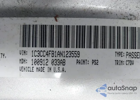 2010 Chrysler Sebring Touring из США, поврежденный, VIN 1C3CC4FB1AN123559